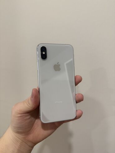 iphone x price kyrgyzstan: IPhone X, Б/у, 64 ГБ, Белый, Зарядное устройство, Защитное стекло, Чехол, 73 %