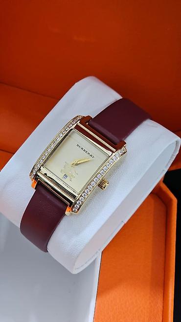 3d saat: Burberry qadın saatı – zərif kvadrat korpus və daşlı bezel Rolex — 3