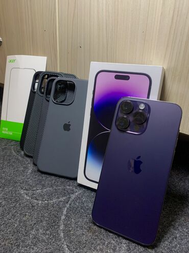 телефон айфон буу: IPhone 14 Pro Max, Б/у, 256 ГБ, Deep Purple, Защитное стекло, Чехол, Коробка, 86 %