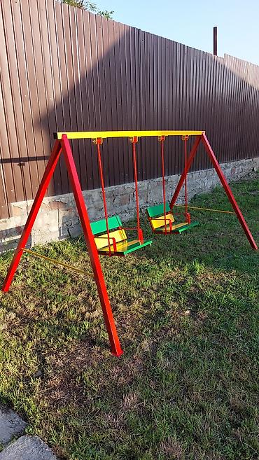 Детские качели: Качели двухместные с кольцом для мяча цена 22 000с! Качели для — 4
