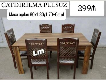 купить айфон 6 с бу: Masa dəsti MASA +6 STULL💥 Masa açılan : 80x1.30/1.70+6stul: 299₼