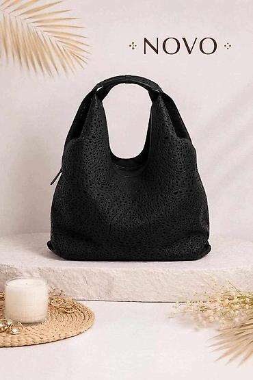 satovi vrsac: 🖤 ELEGANTNA CRNA HOBO TORBA SA PERFORIRANIM RADOM 🖤 Moderna — 1