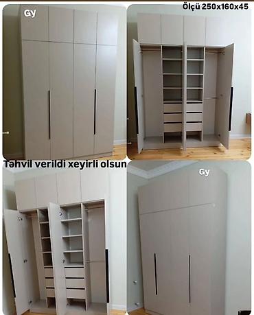 Mebel: Geniş qapalı paltar şkafı Ölçü: 250 x 160 x 45 sm (şəkildə