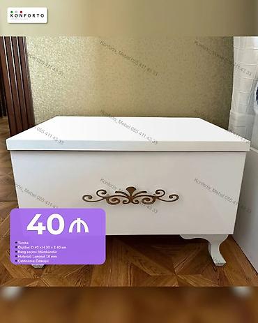 Ağ rəngli dekorativ tumba - Ölçülər: Dərinlik 40 sm × Hündürlük 30 sm