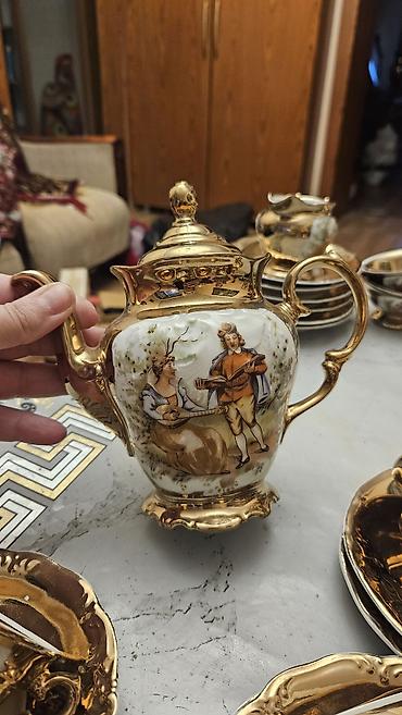 dəm caydan: Çay dəsti, rəng - Qızılı, Farfor, Polşa — 1