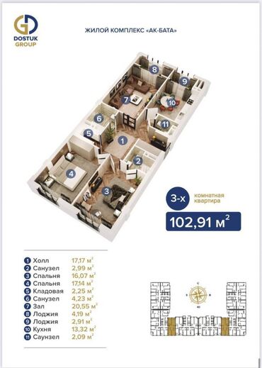 купить дом на южном берегу иссык куля: 3 комнаты, 102 м², Элитка, 12 этаж, ПСО (под самоотделку)