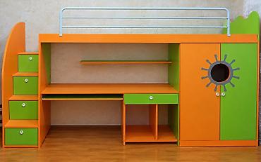 Uşaq üçün funksional iki mərtəbəli modul dəst (çarpayı+iş