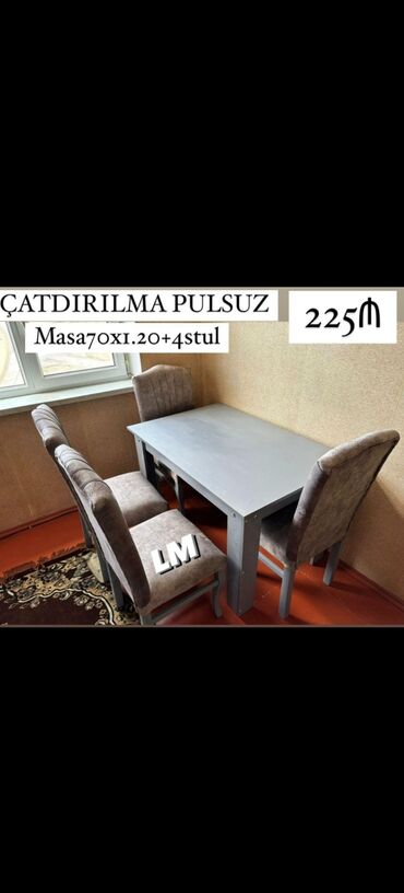 Stullar: Açılmayan, Dördbucaq masa, 4 stul