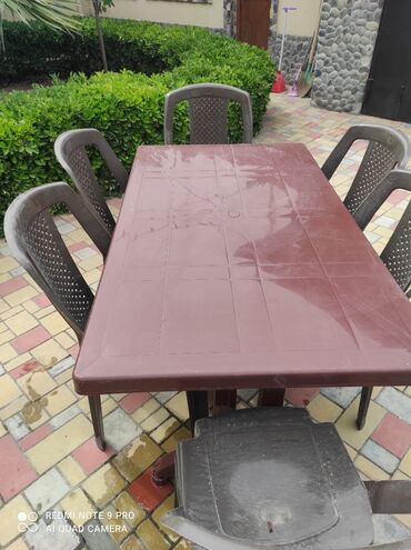 plastik stol stul satilir: Yeni, Dördbucaq masa, 6 stul, Açılmayan, Stullar ilə, Plastik, İran