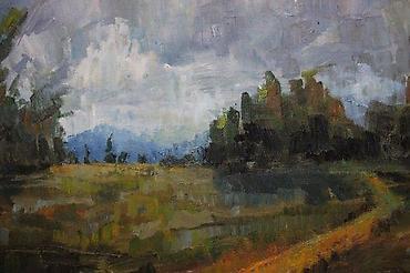 za kucu: SLIKA PEJZAŽ, IMPRESIONIZAM, ULJE NA PLATNU, 40 X 50 | Slika sa — 4