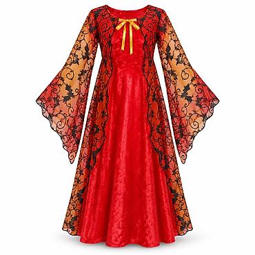 KMT Halloween maskenbalski kostim kineskog cara – crveno-zlatni HW-035