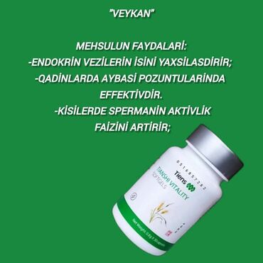 Vitaminlər və BAƏ: "Veykan" -Mehsulun Faydalari: -Endokrin vezilerin isini yaxsilasdirir;