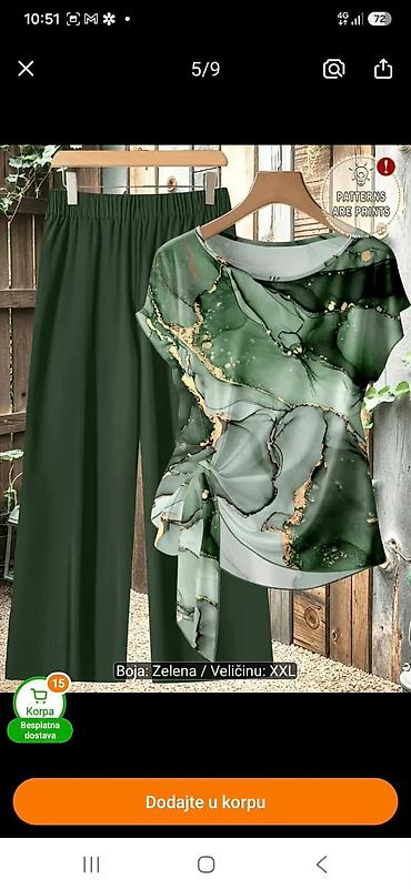 marca 100rsdn: Damski komplet – pantalone i bluza, boja: zelena, veličina: XXL. - — 1