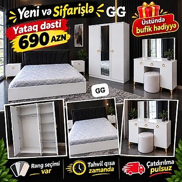 gence kravat: Yataq dəsti – 690 AZN Müasir və zövqlü dizayna malik yataq dəsti ağ — 1