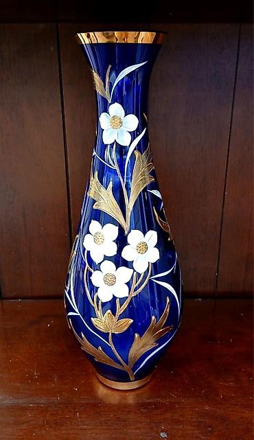 flowers: Кобальтовая ваза из богемского стекла производство Чехия, 1980 год а — 1