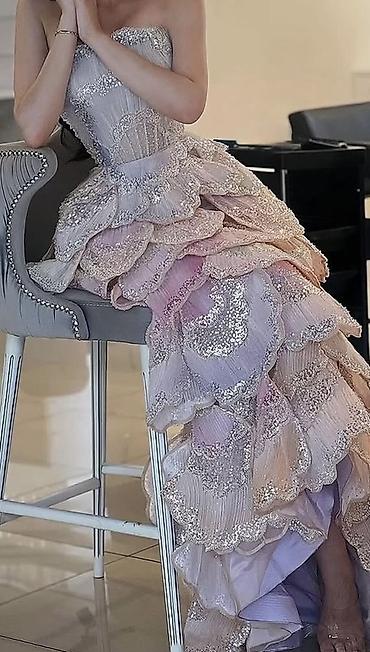 Zərif axşam/gecə libası - Model: Straplez, ətək hissəsi çoxqatlı