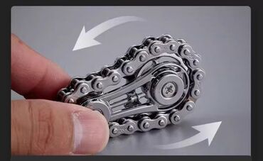 Игрушки: Небольшой спиннер из металла, выполненный в виде велосипедной цепи — 4