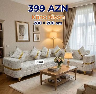 Divanlar: Künc divan – 280 × 200 sm • Qiymət: 399 AZN • Şık, klassik dizaynlı — 1