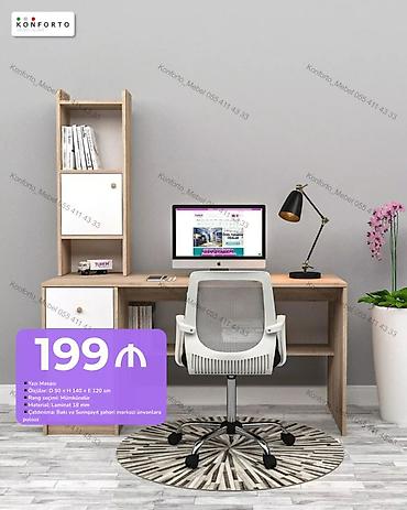 Mebel: Düz masa, Stulsuz, Polkalı, Siyirməli, Sadə laminat — 1