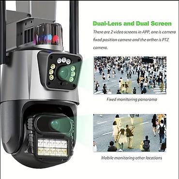 Videomüşahidə: İki Linzalı 6MP Wi‑Fi PTZ Təhlükəsizlik Kamerası - 2 linza, 2 ekran — 2