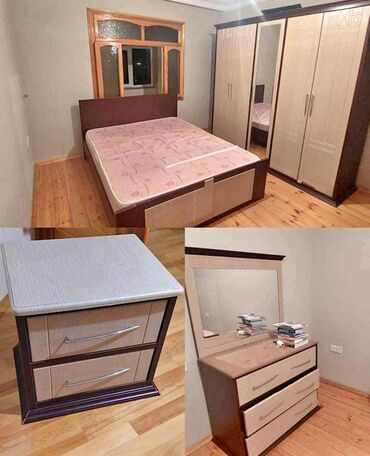 2 спальная кровать: Двуспальная кровать, Шкаф, Комод, Трюмо, Азербайджан, Б/у