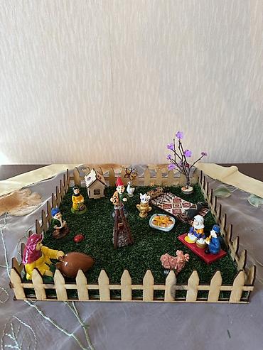 xonca kiraye: Novruz mövzulu dekorativ maket - Əl işi kompozisiya: taxta hasarlı — 1