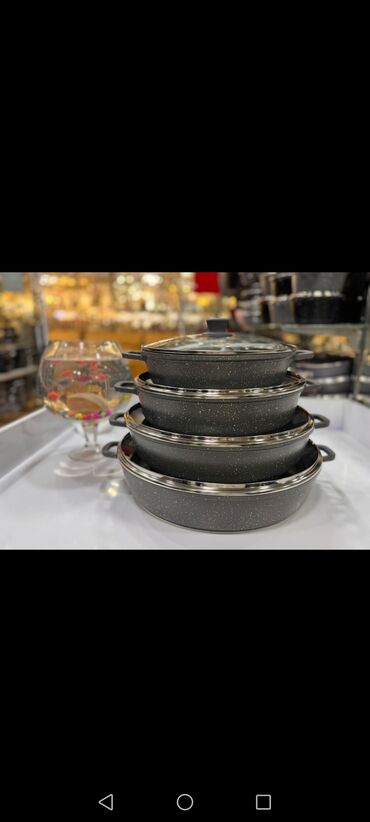 Tava-qazan dəstləri: Qazan, rəng - Gümüşü, Paslanmayan polad, Türkiyə — 8