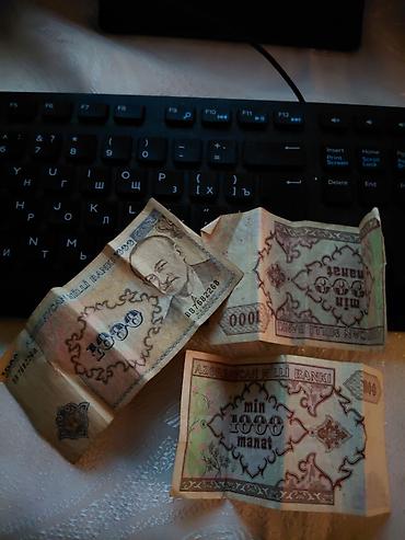 kağız pullar: Vintage Azərbaycan manatı – 1000 manatlıq köhnə banknotlar (3 ədəd) - — 1