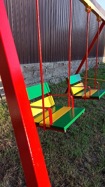 Детские качели: Качели двухместные с кольцом для мяча цена 22 000с! Качели для — 5
