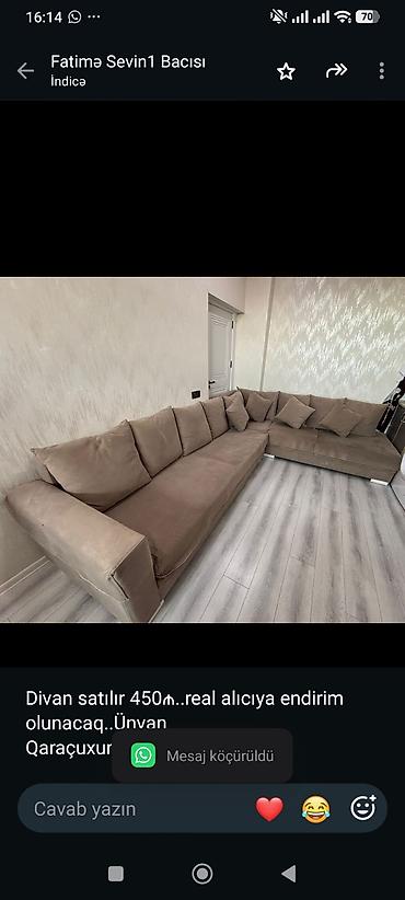 Divan satılır 450₼. real alıcıya endirim olunacaq. Ünvan