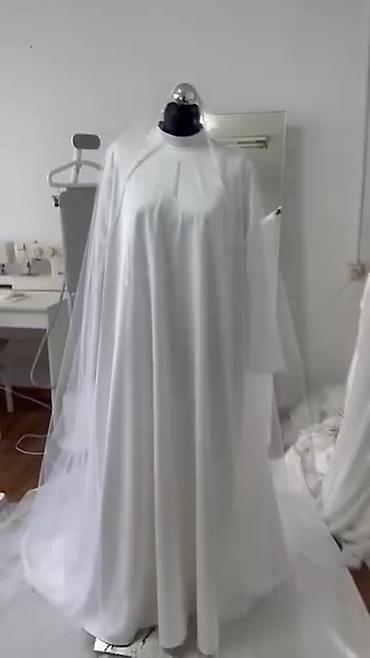 Свадебные платья: Белое свадебное платье-абайя с накидкой - Цвет: чистый белый - — 1