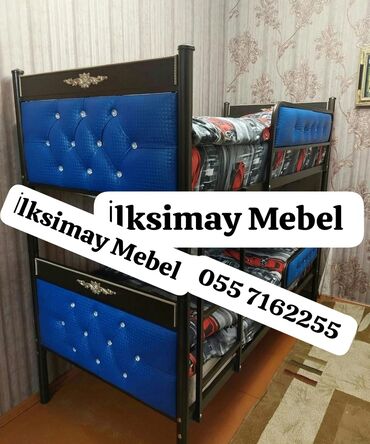 İkimərtəbəli uşaq çarpayıları: Oğlan və qız üçün, Çarpayı, Matrassız, Siyirməsiz, Dəmir — 26