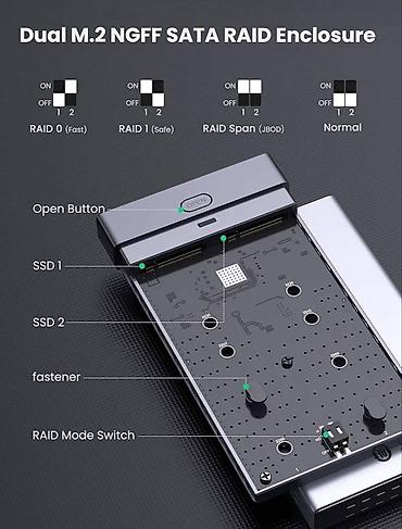 dell notbuk: SSD üçün korpus UGREEN CM299 (70534) USB-C Box to M.2 SATA Ugreen — 6