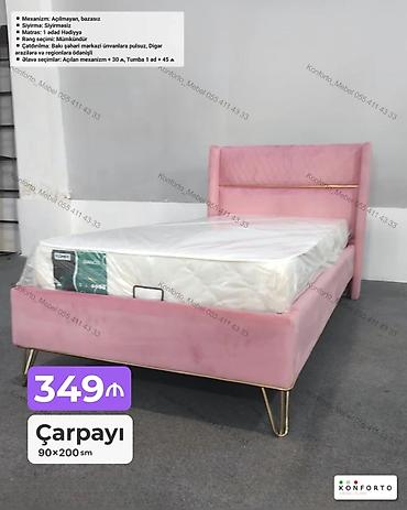 Məhsul: Çarpayı Ölçü: 90×200 sm Təsvir: - Yumşaq, məxməri üzlüklü