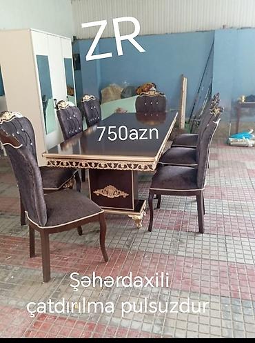 qelem seti: Mətbəx üçün, Yeni, Açılmayan, Dördbucaq masa, 6 stul — 1