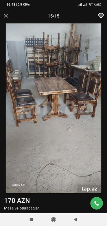Bağ, çöl masa və oturacaq dəstləri: Rustik taxta yemək dəsti Tərkibi: - 1 ədəd düzbucaqlı masa - 2 ədəd — 10