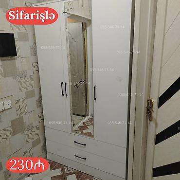 Düz dolab, Mətbəx üçün, Paltar üçün, Açılan, Korpuslu, 3 qapılı
