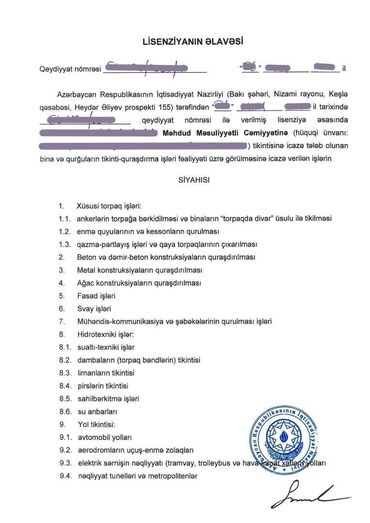 купить готовый бизнес в баку: Tikinti şirkəti Lisenziyalı satılır. Full paket xidmətlərin adları