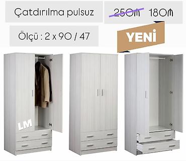 şkaf sumqayıt: İki qapılı paltar dolabı – yeni model - Rəng: açıq boz/taxta — 1