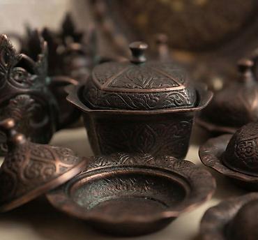 cay: Çay dəsti, rəng - Qəhvəyi, Metal, 6 nəfərlik — 1