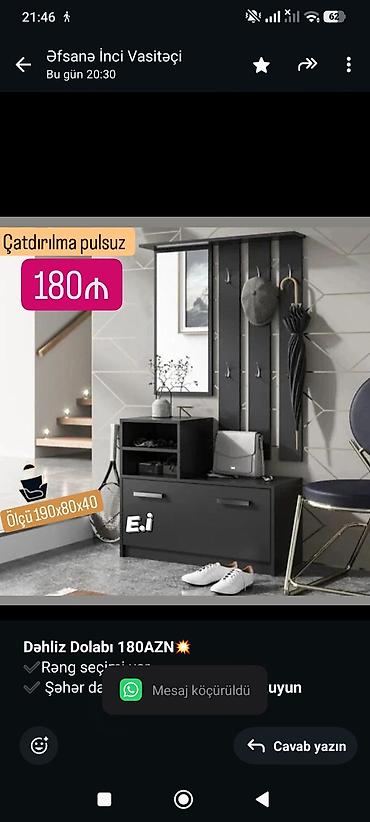 *Dəhliz Dolabı 180AZN💥* ✔️Rəng seçimi var ✔️ Şəhər daxili Çatdırılma