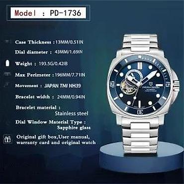 Ručni satovi: PAGANI DESIGN PD-1736 -Crna- Seiko Automatik mehanizam Potpuno nov — 11