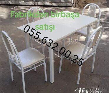 Bağ, çöl masa və oturacaq dəstləri: Yeni, Kvadrat masa, 4 stul, Açılmayan, Stullar ilə, Metal, Azərbaycan — 29