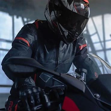 eb studio obuca: Modeka kožna moto jakna – sportski kroj sa spoljnim štitnicima - — 3