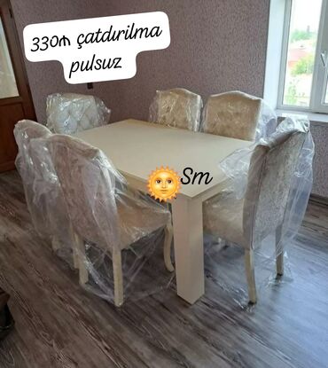 деревянный стол на кухню: Dördbucaq masa, Qonaq otağı üçün, 6 nəfər