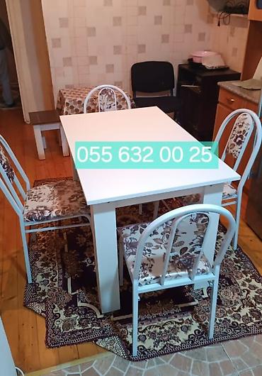 kafe stul: Mətbəx üçün, Yeni, Açılmayan, Dördbucaq masa, 4 stul — 3