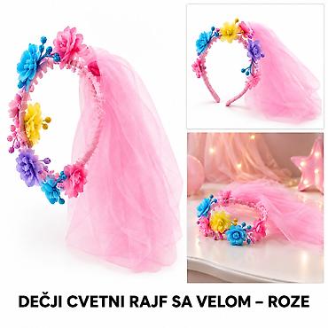 KMT Halloween dečji cvetni rajf sa roze velom HW-012 Opis: - Dečji