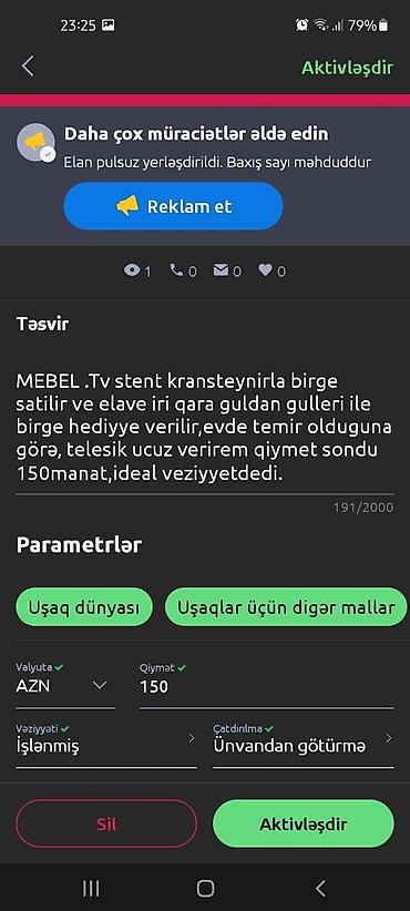 TV altlığı: Tecili satilir 150 man dan endi 90 man Mebeller — 3
