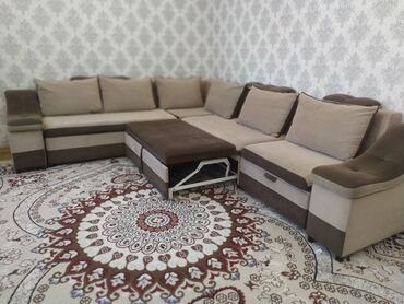 турецкая мягкая мебель: Диван-кровать, цвет - Бежевый, Б/у