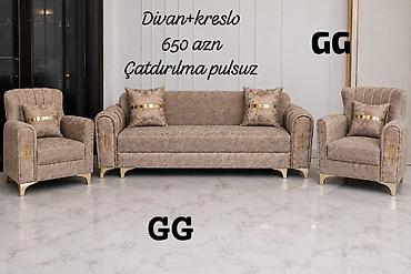 Divan + kreslo dəsti - Tərkib: 1 ədəd 3 nəfərlik divan, 2 ədəd lalafo.az -da Divan + kreslo dəsti - Tərkib: 1 ədəd 3 nəfərlik divan, 2 ədəd